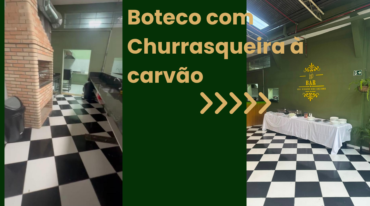 Ampla churrasqueira à carvão