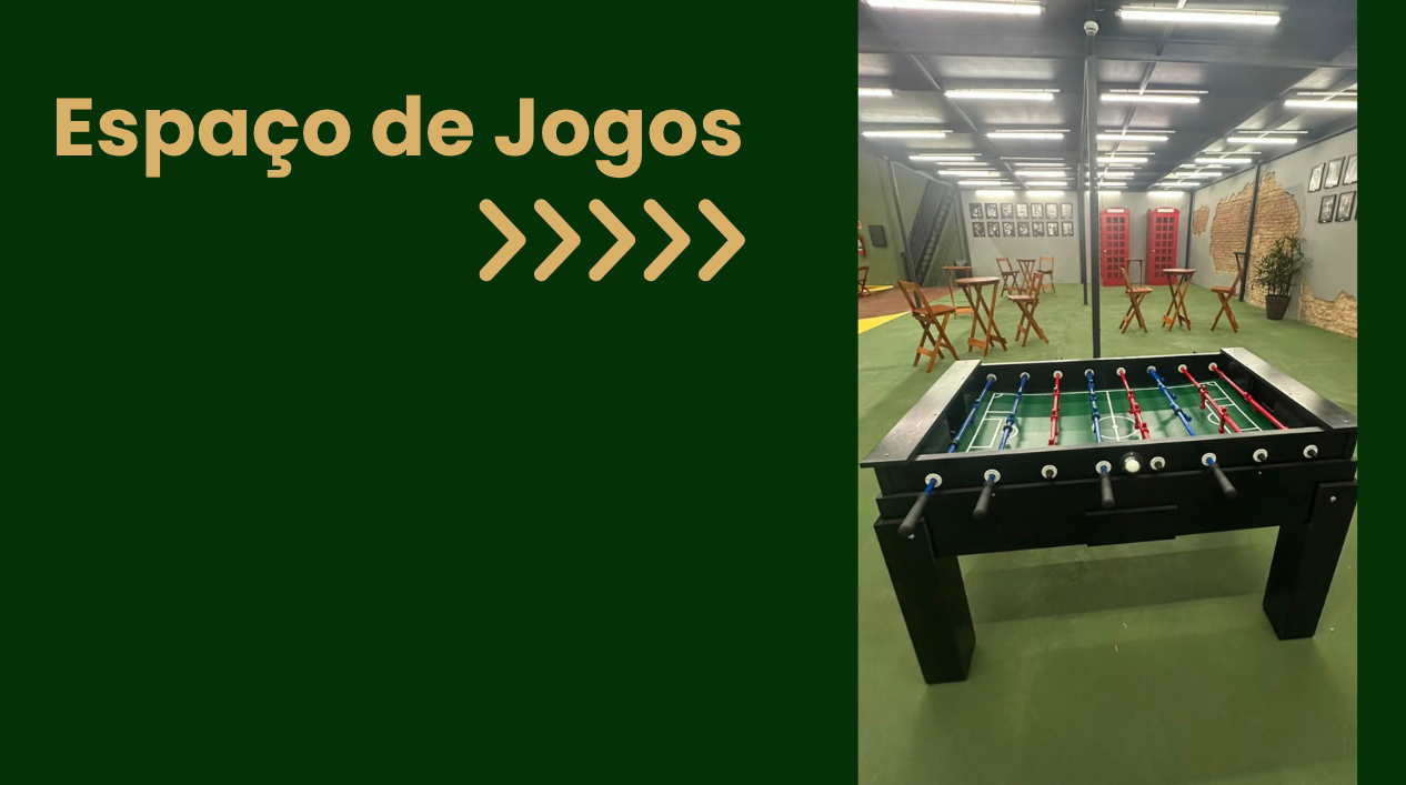Amplo salão com jogos